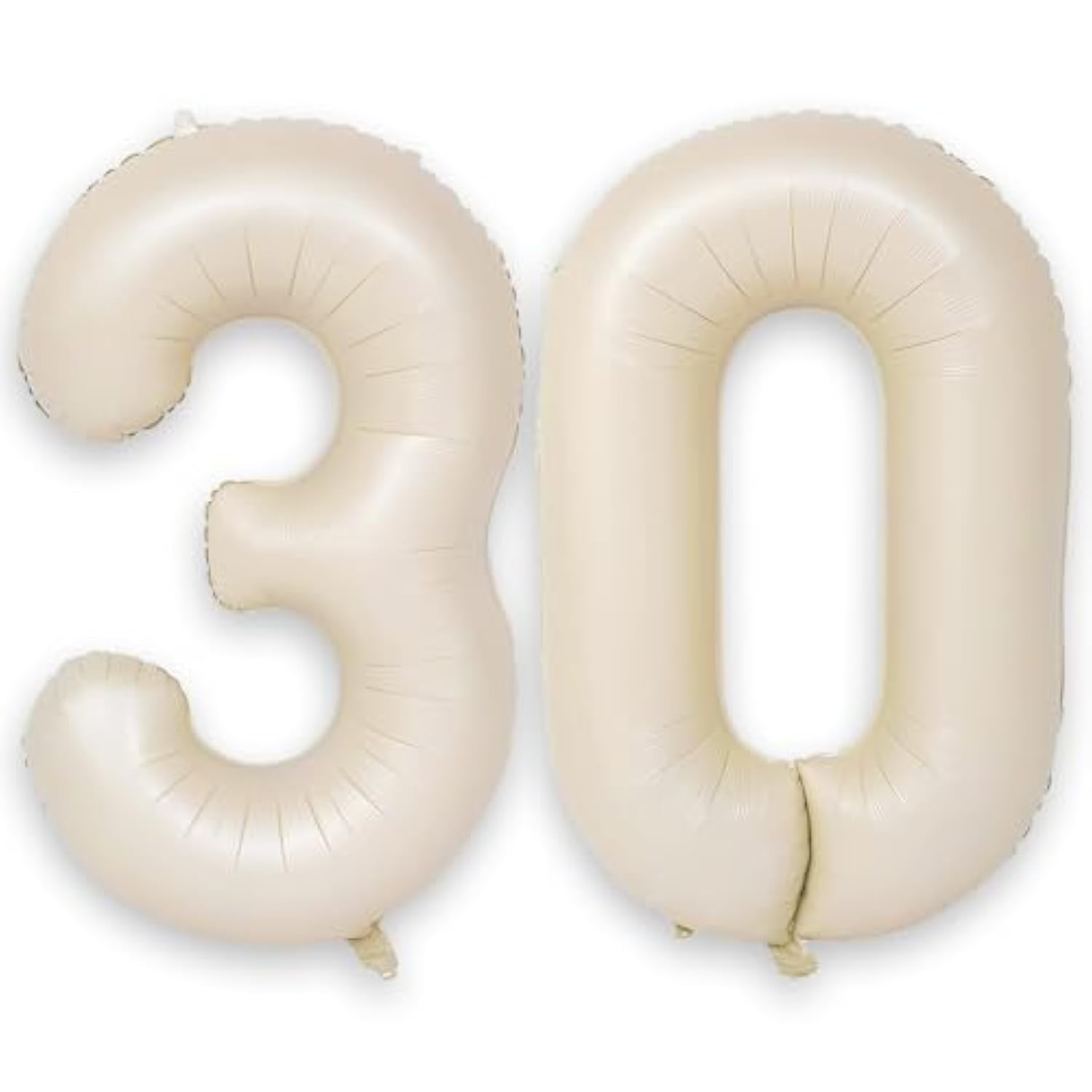 40 Inch Cream Number 30 Balloon, Beige Large Self Inflating Foil 3 & 0 Balloons For Women Men 30Th Birthday Decorations 30 Helium Balloon Numbers For 30 Year Old Anniversary Baby Shower Party Supplies