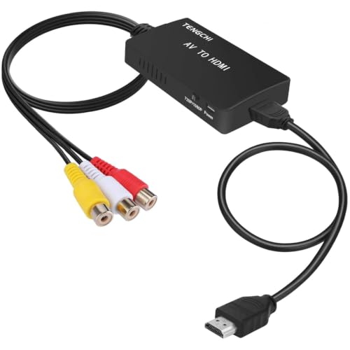 RCA to HDMI Converter, Composite to HDMI Adapter Support 1080P PAL/NTSC Compatible with PS one, PS2, PS3, STB, Xbox, VHS, VCR, Blue-Ray DVD Players
