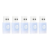 Hp 32Gb V168 Usb 2.0 Delicate Blue Flash Drive Reliable Portable Storage To Store, Transfer, & Protect Important Data, 5-Pack