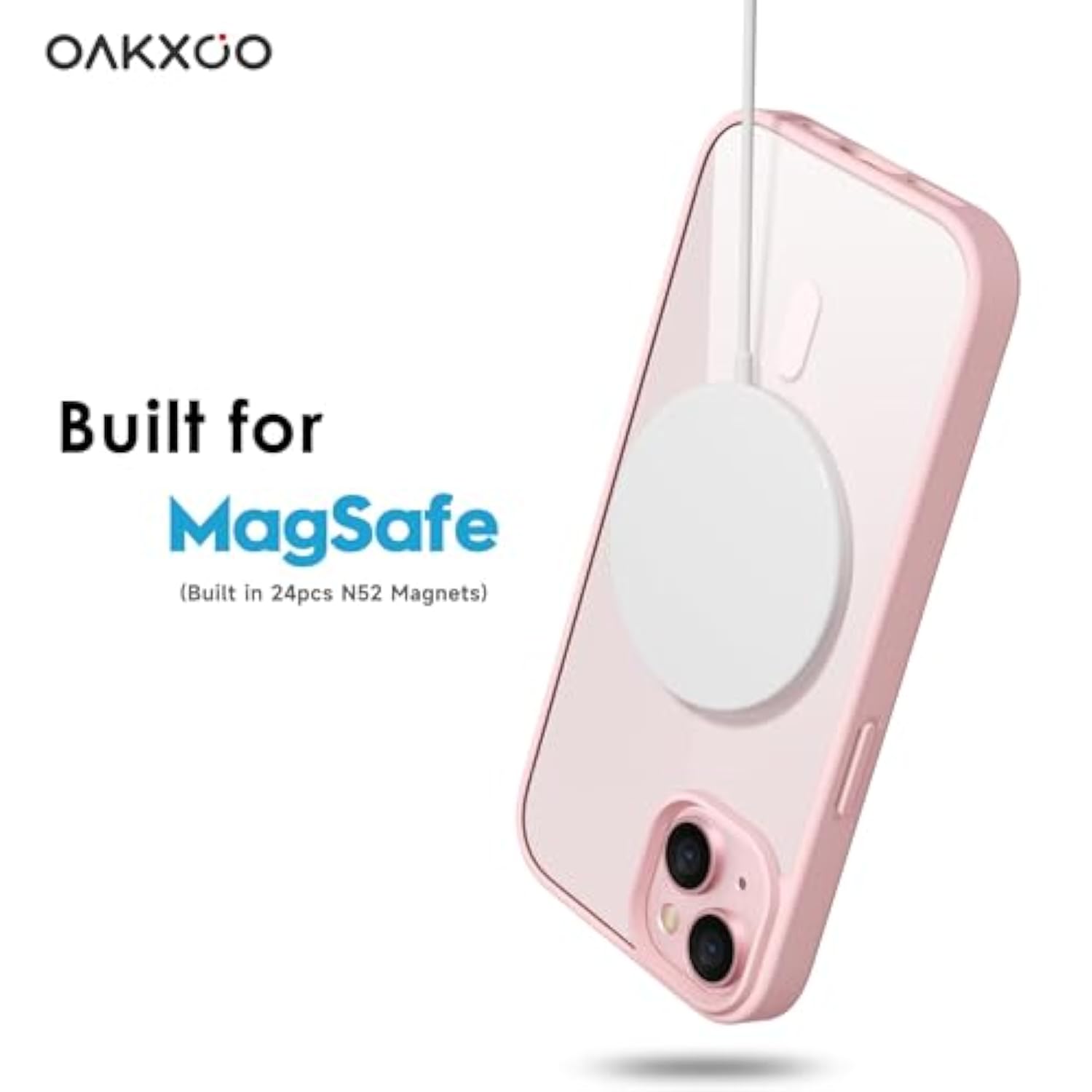 For Iphone 13 Case Clear Magnetic Compatible With Magsafe, Thin Slim Transparent Non Yellowing, Hybrid Soft Silicone Bumper & Hard Plastic Protective Cover For Women, Light Pink