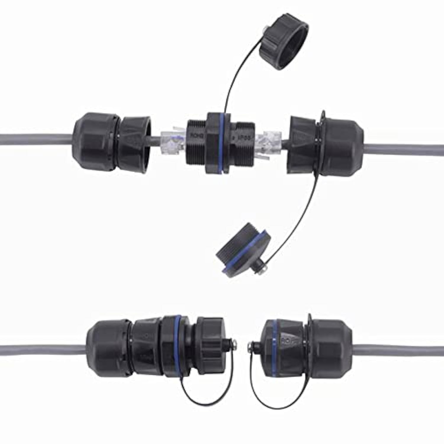 5Pcs Panel Mounting Rj45 Waterproof Connector Cat5/5E/6 Ethernet Lan Cable Dou