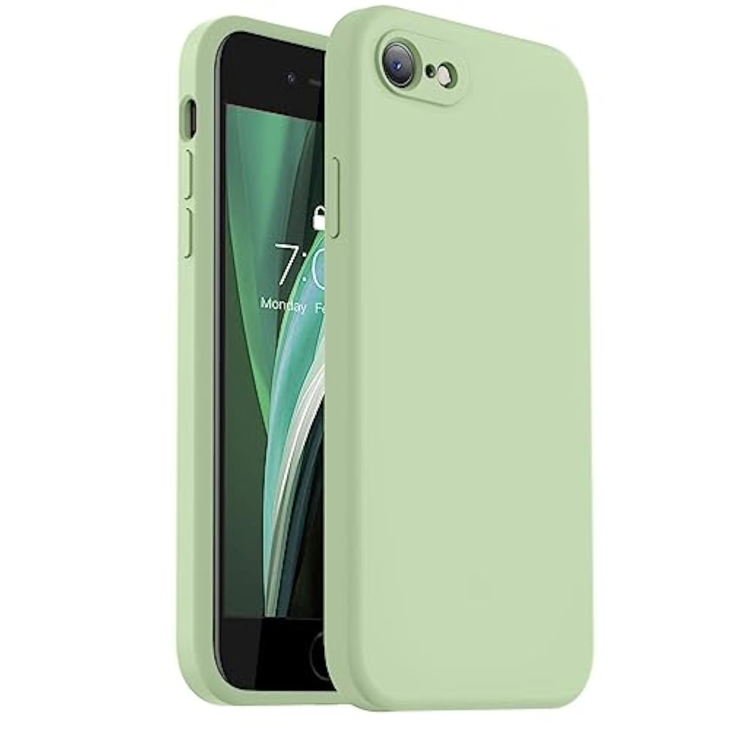 For Se Case 2022/3Rd/2020, 8/7 Case, Upgraded Liquid Silicone With [Flat Edges] [Camera Protection] [Soft Anti-Scratch Microfiber Lining] Phone Case For Se - Matcha