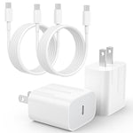 20W Usb C Fast Charger Compatible With Iphone 16/16 Plus/ 16 Pro Max/ 15/ Ipad Pro, 2Pack Pd Usb C Charger Block With 6Ft Type C To C Cable