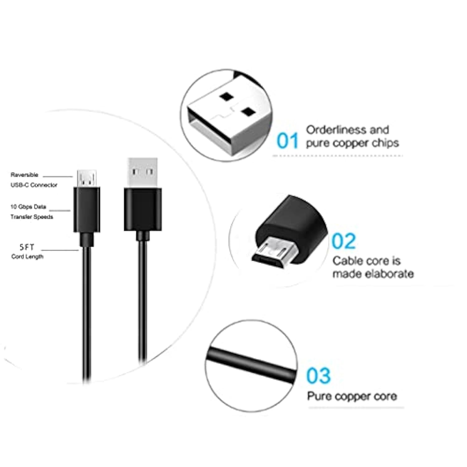 Replacement Charger Charging Power Cable Bushnell Wingman Gps Speaker, Treblab Fx100 Hd77 Hd7 X5 Xr700 Xr500 N8 Xr100 Xgo X5 Z2 Bt5 Xrun Wireless Bluetooth Speakers (5Ft Black), 5 Feet