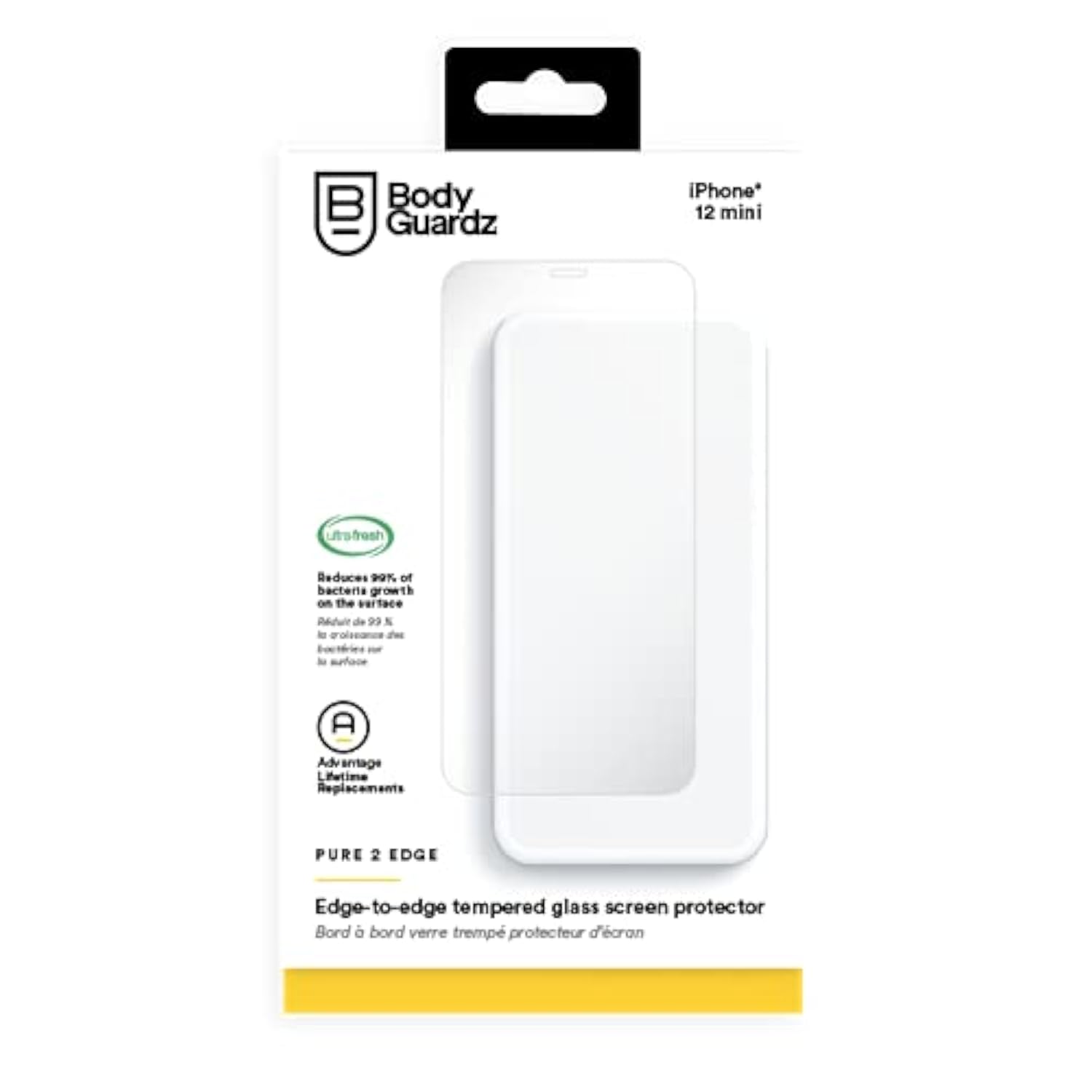 BodyGuardz Pure 2 Edge Extreme Drop and Scratch Resistant Screen Protector for iPhone 12 and iPhone 12 Pro - Case Friendly