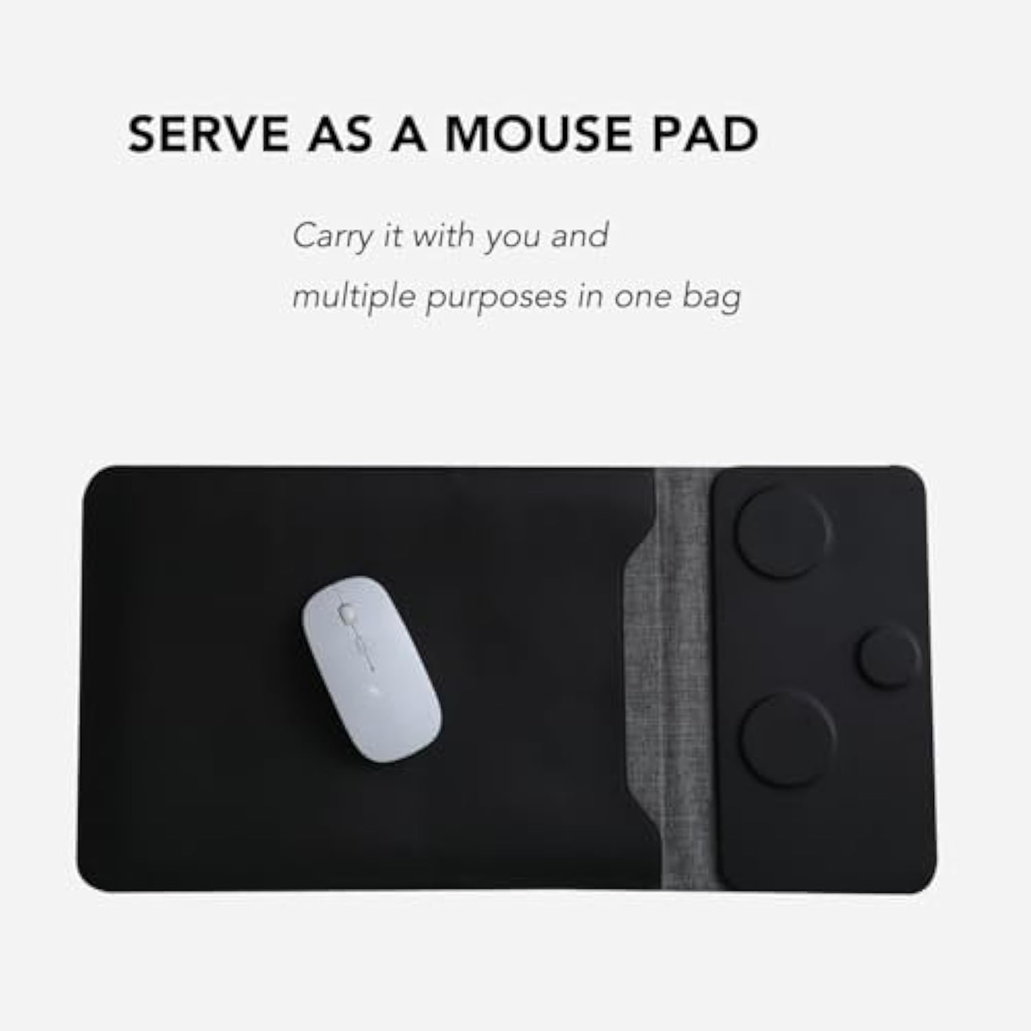 5-In-1 Laptop Sleeve With Wireless Charging For Ipad Macbook Pro 12" 13" 14", Charge Mat For Phone Earbuds Iwatch, Executive Office Organizer With Pocket, Waterproof Vegan Leather Case (Black)