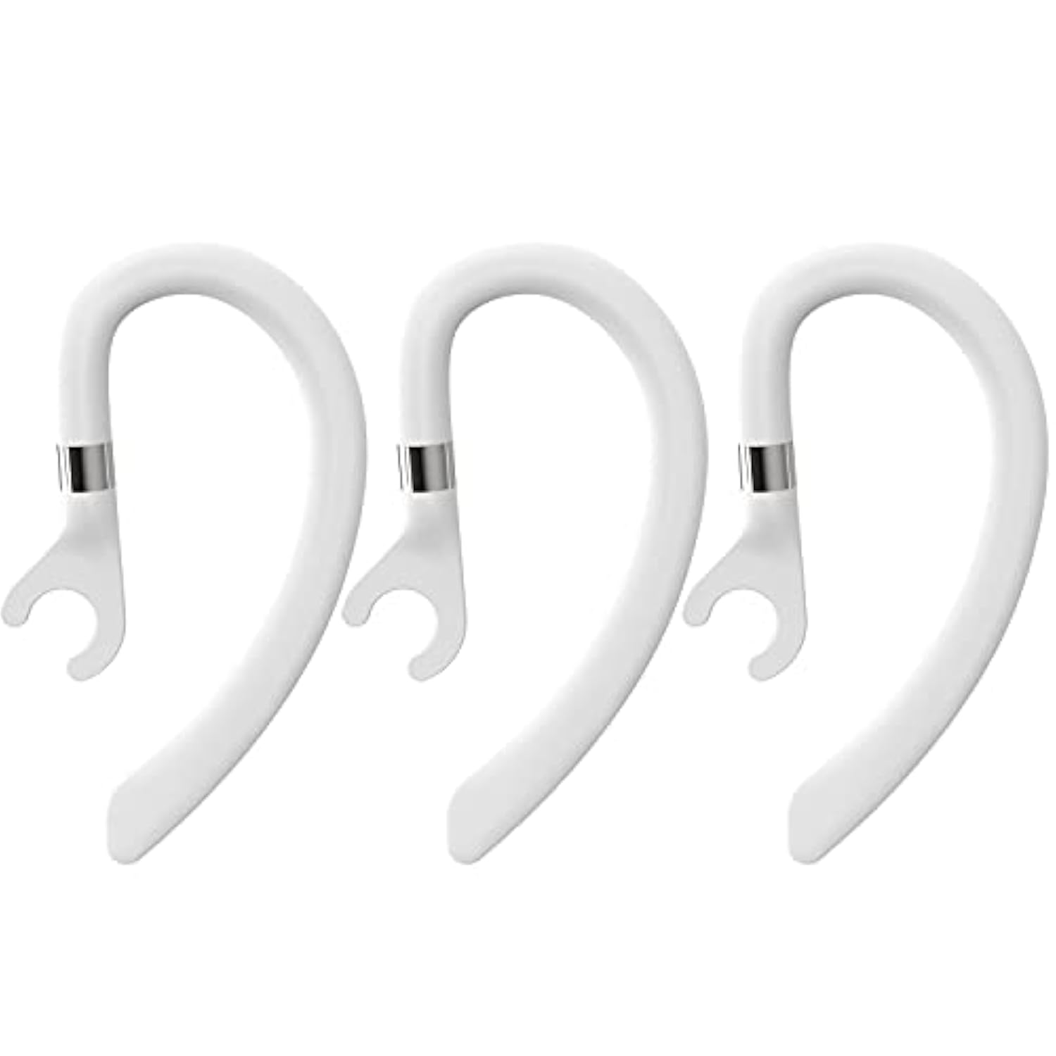 Universal 3 Pack Replacement Ear Hooks For Bluetooth Earpiece, Soft Silicon Earhooks Earphone Replacements, Compatible With New Bee, Plantronics, And Other Wireless Earpieces-White