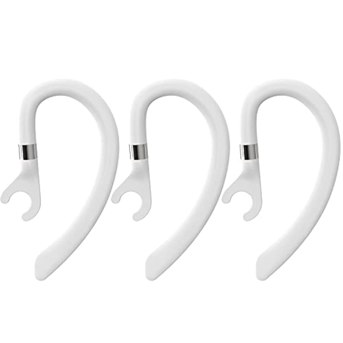 Universal 3 Pack Replacement Ear Hooks For Bluetooth Earpiece, Soft Silicon Earhooks Earphone Replacements, Compatible With New Bee, Plantronics, And Other Wireless Earpieces-White