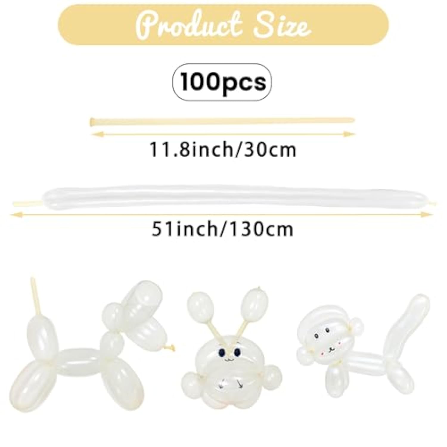 100 Pcs Clear 260 Balloons – Long Skinny Twisting Balloons for Party & Decorations