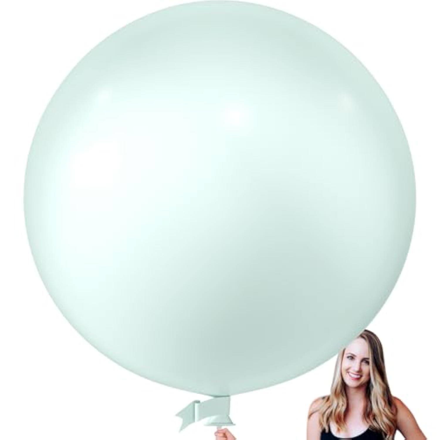 36 Inch Giant Pastel Green Balloons, 6 Pack Large Round Pastel Green Latex Balloons For Anniversary, Birthday, Christmas, Wedding, Baby Shower Party Decorations