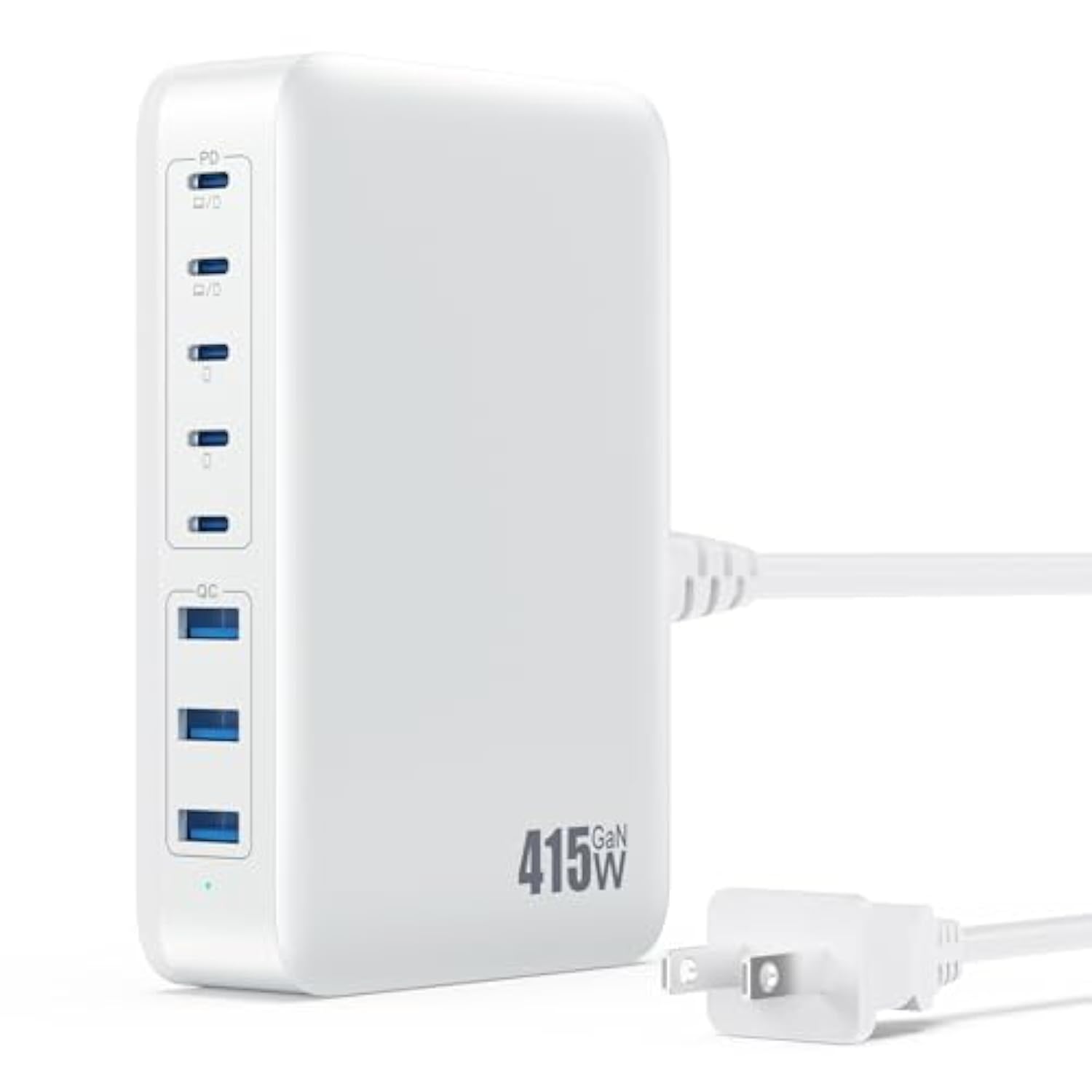 Usb C Charger 415W Usb C Charger Block, 8-Ports Gan Iv Fast Charging Station Hub, Dual Pd 100W Laptop Charger Adapter,For Macbook Pro/Air/Ipad/Iphone16/15/14/Apple Watch/Dell/Samsung For Home Office