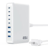 Usb C Charger 415W Usb C Charger Block, 8-Ports Gan Iv Fast Charging Station Hub, Dual Pd 100W Laptop Charger Adapter,For Macbook Pro/Air/Ipad/Iphone16/15/14/Apple Watch/Dell/Samsung For Home Office