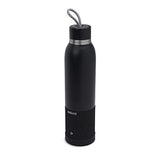 Aquio IBTB2BB Double-wall Steel Insulated Hydration Bottle with Rechargeable Bluetooth Wireless Speaker, Powered , Midnight, Midnight Black