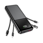 Portable Charger With Built In Cable - 20000Mah Fast Charging 22.5W Slim Power Bank Usb C Led Display Travel Battery Pack 5 Outputs & 3 Inputs For Iphone Samsung Android Ipad Phones Tablets Etc