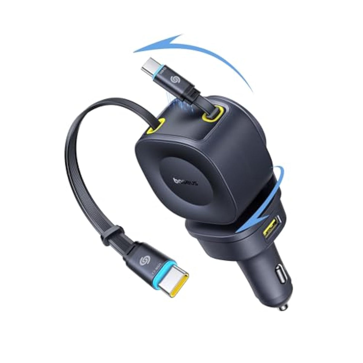 Baseus 163W Retractable Car Charger USB C Fast Charging, PrimeTrip VR2 Max 4 in 1 Fast Car Charger with Dual Retractable USB C Cable for iPhone 16 15 14 Pro Max, Samsung Galaxy S25 Ultra, Android