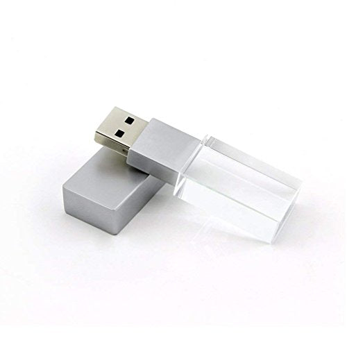 New Crystal Transparent Rectangle Genuine Usb Flash Drive 3.0 Wedding Gift Pen Drive,Memroy Stick,Silver (32, Gb)