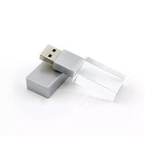 New Crystal Transparent Rectangle Genuine Usb Flash Drive 3.0 Wedding Gift Pen Drive,Memroy Stick,Silver (32, Gb)