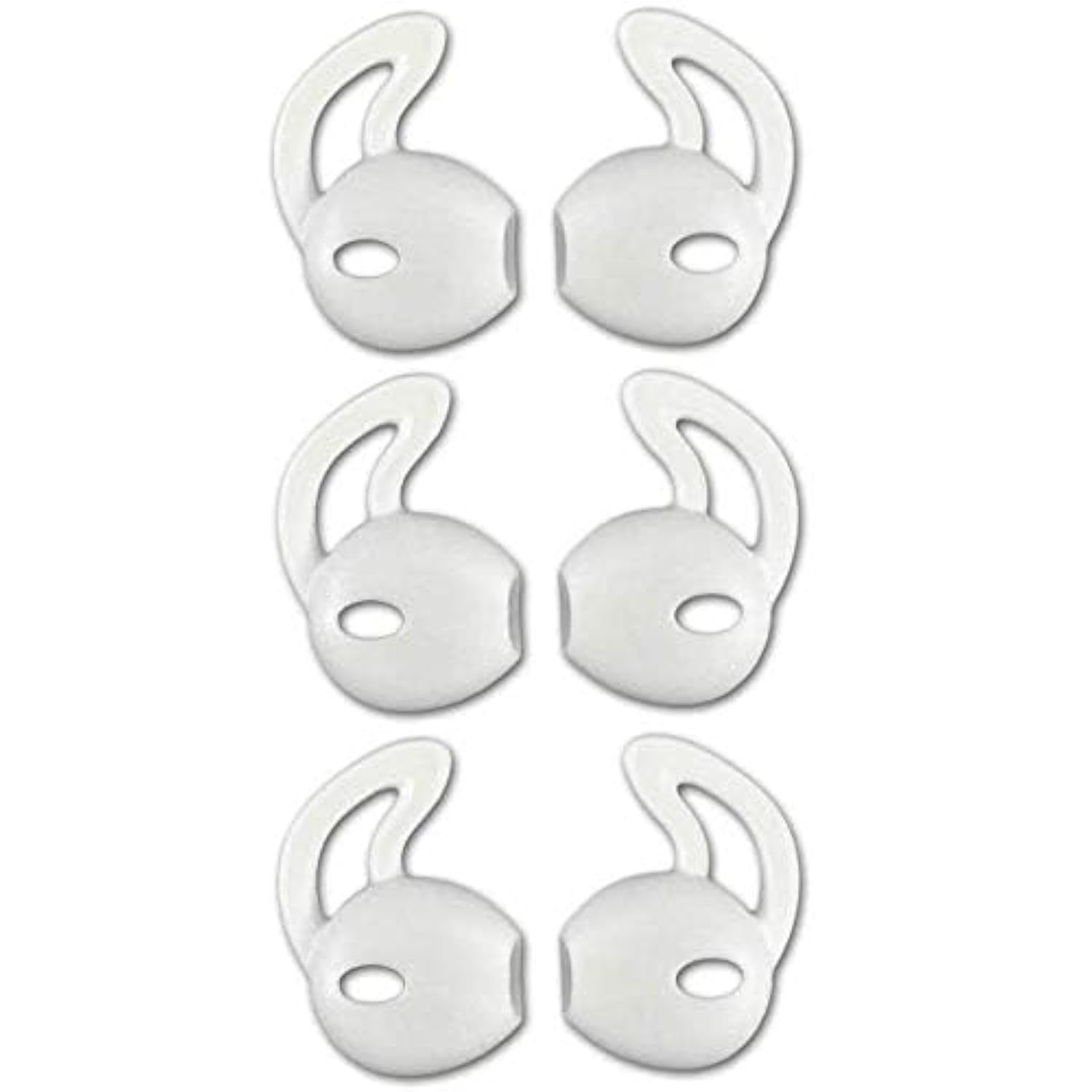 Ear Hook Covers For Earbud Headphones, Noise Isolation Anti-Slip Silicone Earbuds/Ear Plug Tips 3 Pair Cover Tips Accessories Compatible Headset Mnhf2Am/A (White 6Pcs)