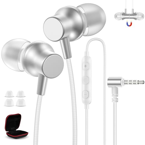 3.5mm Headphone Wired Earbuds for Chromebook Laptop,Noise Isolating Earphone with Microphone for iPhone 6 5S/iPad/ A25 A15,1.8M Long Cord Plug