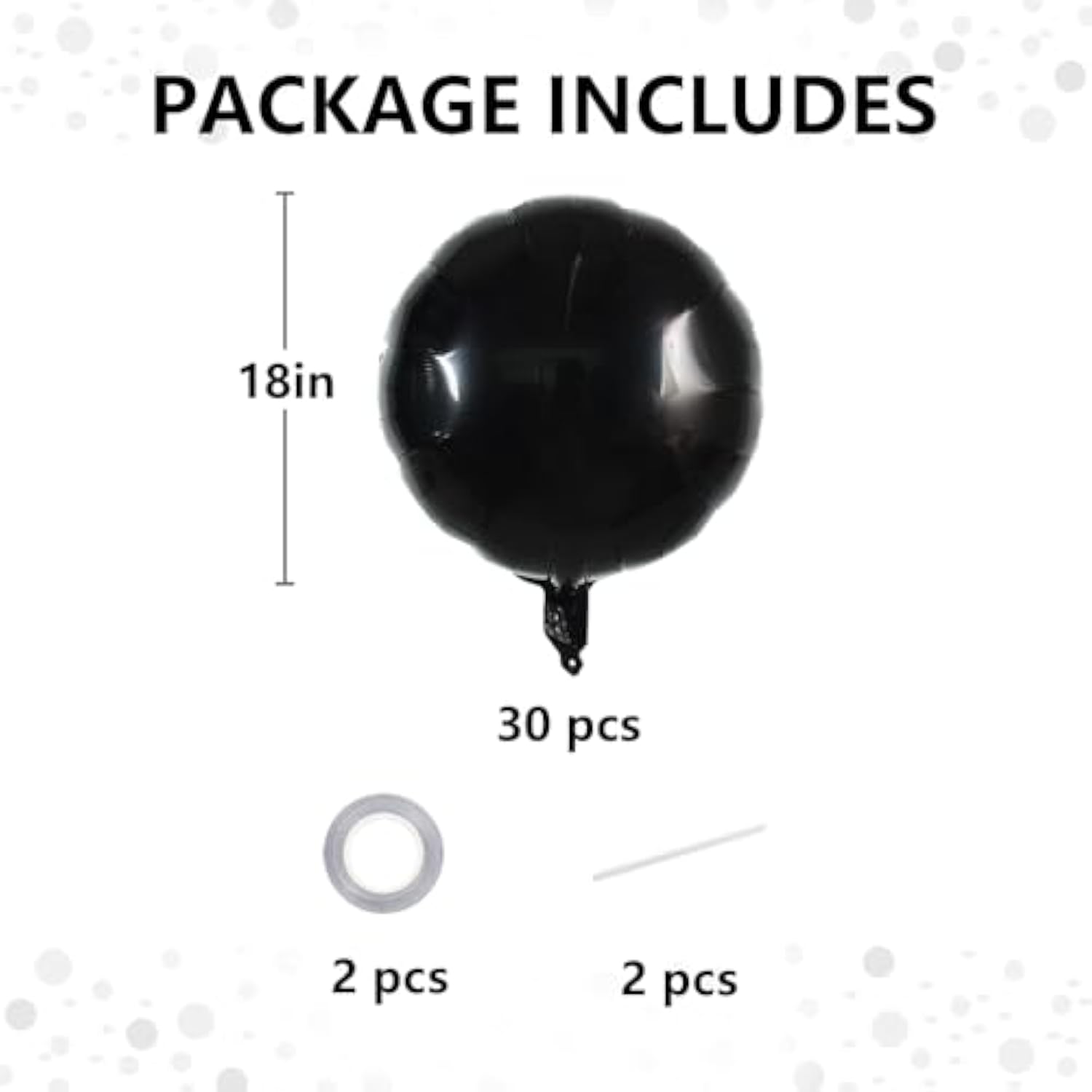 30pcs 18in Large Black Round Foil Balloons for Parties & Celebrations