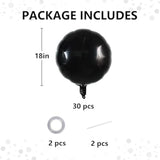 30pcs 18in Large Black Round Foil Balloons for Parties & Celebrations