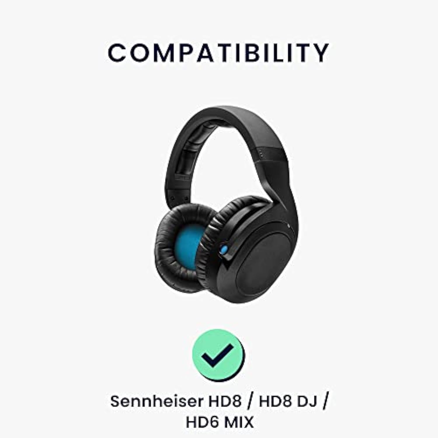 kwmobile Ear Pads Compatible with Sennheiser HD8 / HD8 DJ / HD6 Mix Earpads - 2X Replacement for Headphones - Black