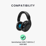 kwmobile Ear Pads Compatible with Sennheiser HD8 / HD8 DJ / HD6 Mix Earpads - 2X Replacement for Headphones - Black
