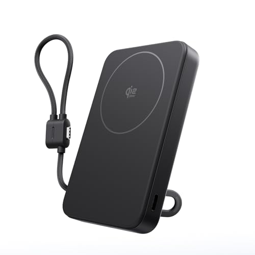 EF ECOFLOW Rapid Mag Power Bank, Qi2.2 25W MagSafe-Compatible Portable Charger, 10,000mAh Magnetic Power Charger with Built-in USB-C Cable and