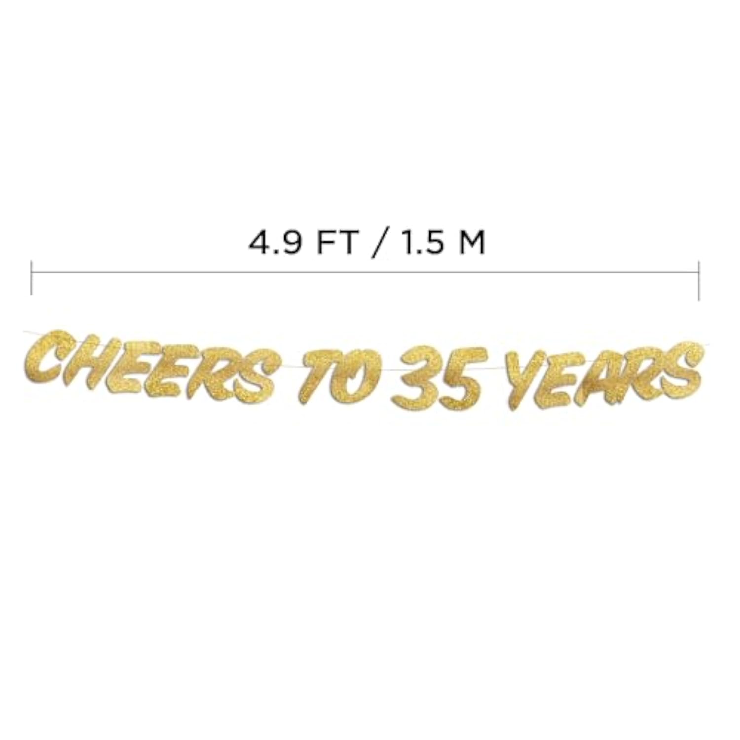 Cheers To 35 Years Gold Glitter Banner - 35Th Birthday And Anniversary Party Decorations