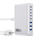 Usb C Charger 300W Usb C Charger Block 8-Ports Gan Iv Fast Charging Station,Pd 100W Laptop Charging Hub Wall Charge Adapter Compatible With Macbook/Air,Dell,Steam Desk,Iphone 16/15/14,Galaxy