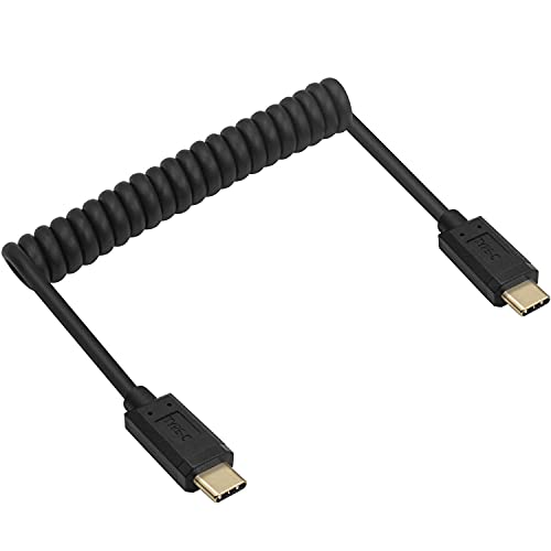 Coiled USB 3.1 Type C Cable, USB-C Male to USB-C Female Coiled Spring Spiral Cable, 3A 10Gbps Fast Charging, Data Extension Cable, Stretched 4FT/1.2M