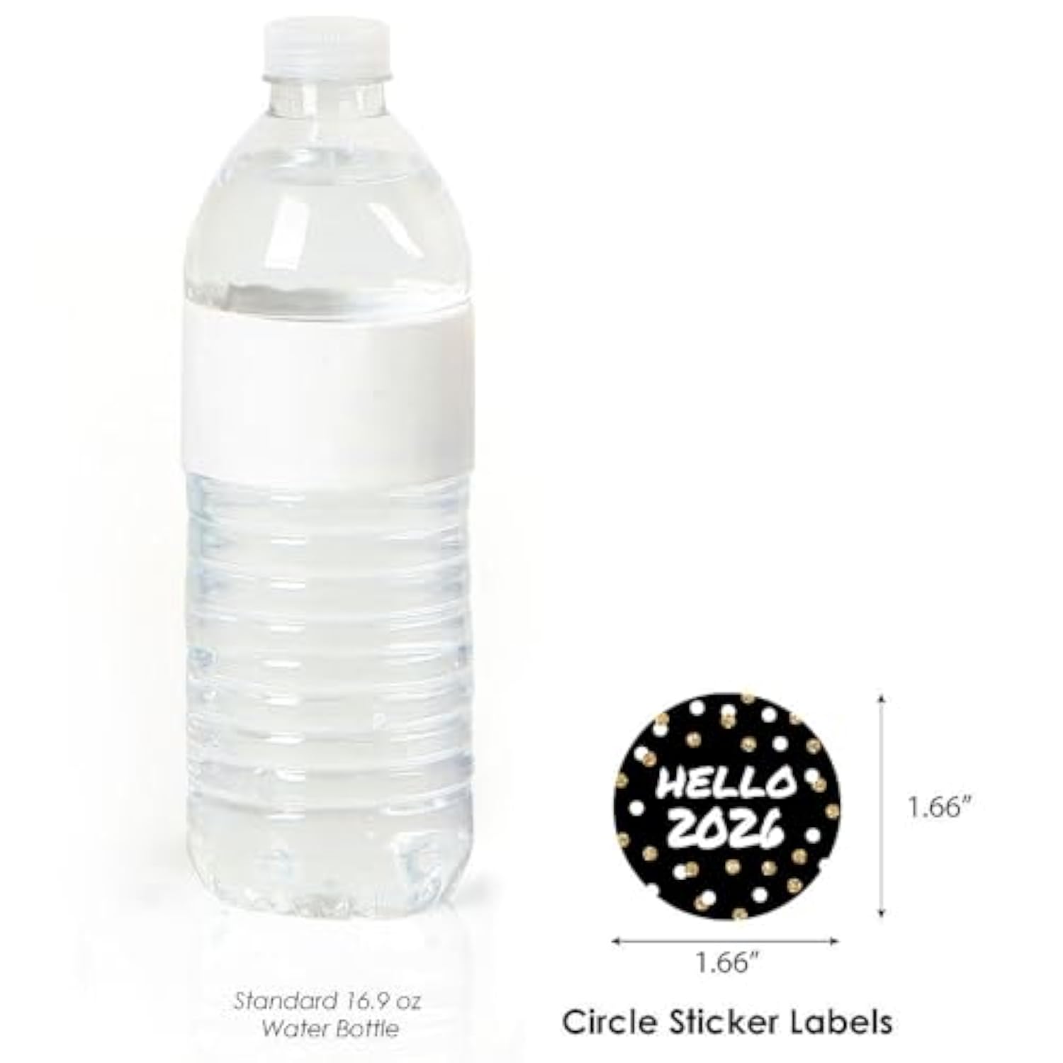 Big Dot of Happiness Pop, Fizz, Clink! - 2026 New Year's Eve Party Circle Sticker Labels - 24 Count