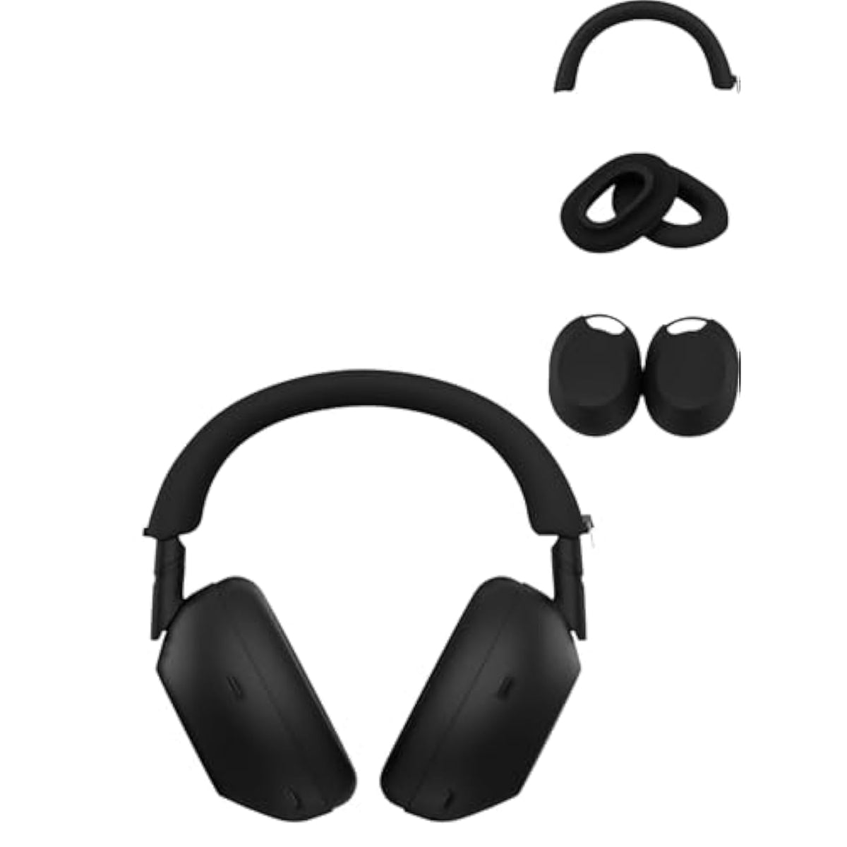 3 Sets Case Covers For Sony Wh-1000Xm6,With Washable Ear Cushion & Headband & Ear Cup Covers,Anti-Scratch Sweatproof Soft Silicone Accessories (Black)