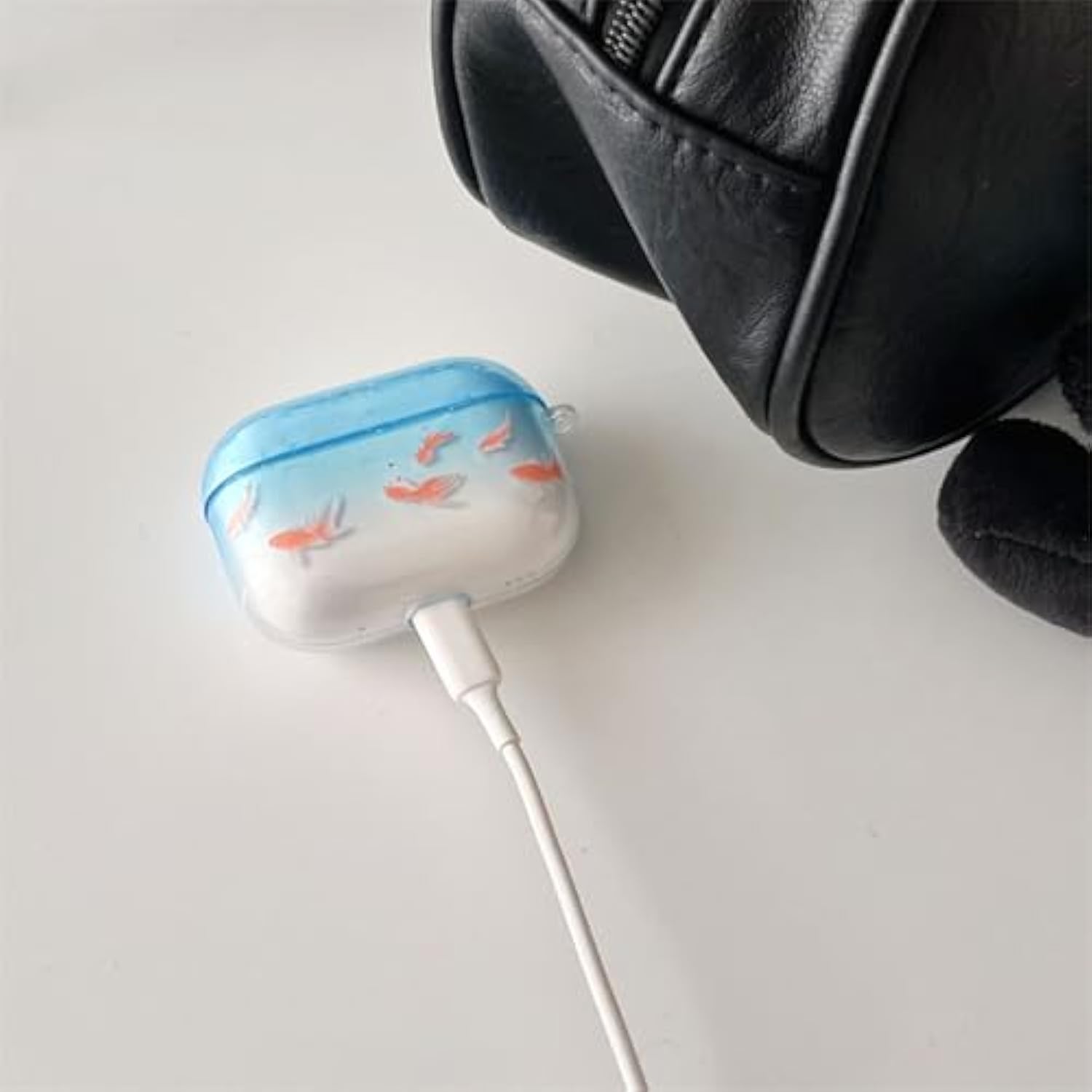 Compatible With Airpods 3Rd Generation Case 2021 Soft Tpu With Cleaner Kit Cartoon Fish Keychain Protection Cover For Airpods 3-Clear Blue