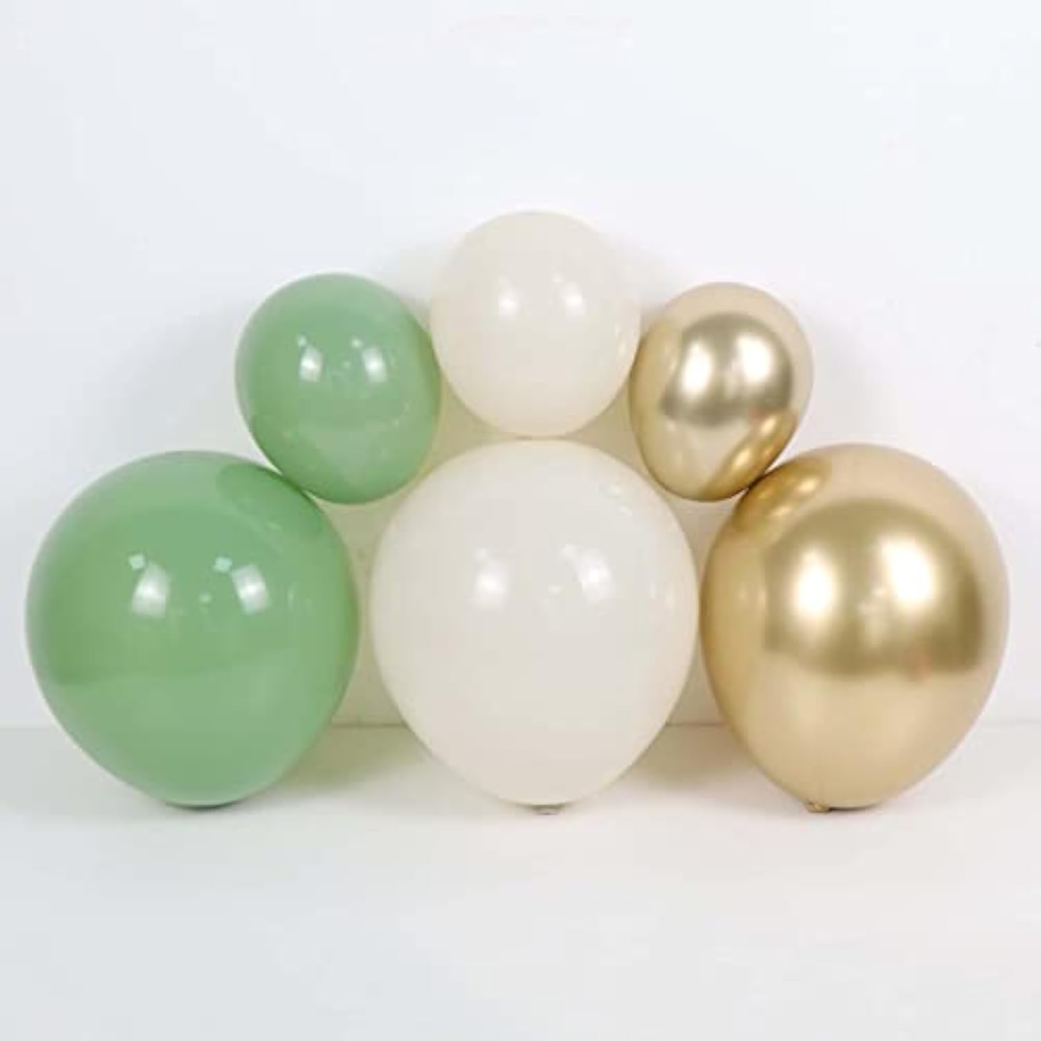 Sage Green White Sand Balloons Garland Arch Kit 155Pcs Sage Green Sand