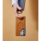 Brown Galaxy S25 Ultra case with stand, MagSafe, shockproof loop & protectors.
