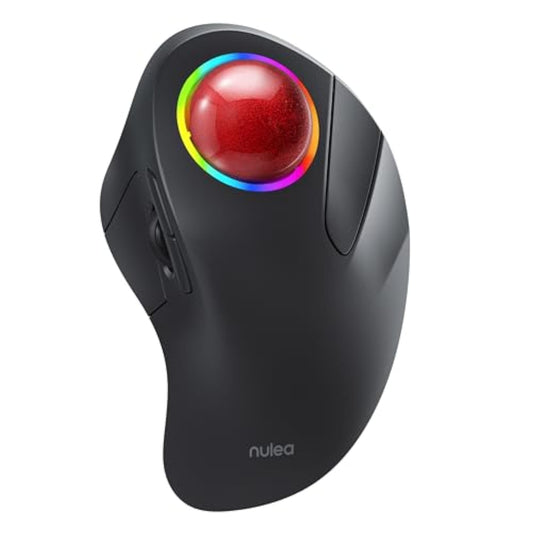 Wireless Trackball Mouse, Rechargeable Ergonomic Rgb Rollerball Mouse, Easy In