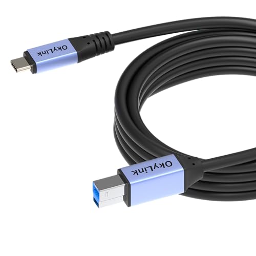 USB 3.2 Gen1 (3.0) Type-C to USB-B Cable 3M/10FT, 5Gbps, Aluminum Alloy Shell, Flame-Retardant Jacket, for MIDI Keyboard, USB 3.0 Printer, Scanner,