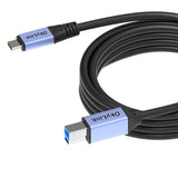 USB 3.2 Gen1 (3.0) Type-C to USB-B Cable 3M/10FT, 5Gbps, Aluminum Alloy Shell, Flame-Retardant Jacket, for MIDI Keyboard, USB 3.0 Printer, Scanner,