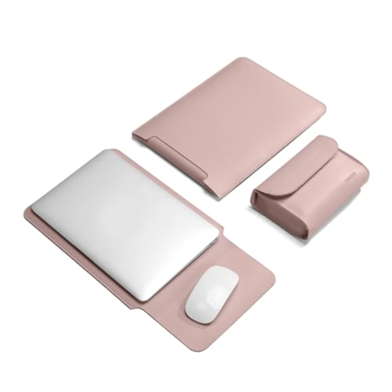 Laptop Sleeve Bag Compatible With Macbook 12 A1534/Air 11 13 M1 A2337/Pro 13 A2338, 11.6-12.3 Acer Chromebook/Hp Stream/Asus/Surface Pro 8/7/6/X/5/4/3, Pu Bag With Small Case, Pink