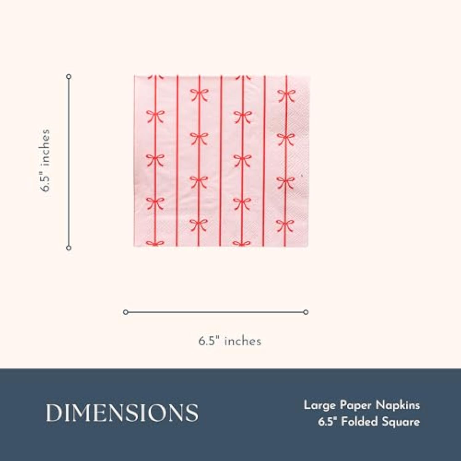Red And Pink Bow Large Paper Napkins | Premium Party Table Decor, Holiday Decorations, Bachelorette| Happy Birthday Decorations, Lunch Napkins, 3-Ply Paper, Pack Of 20, 6.5" Folded