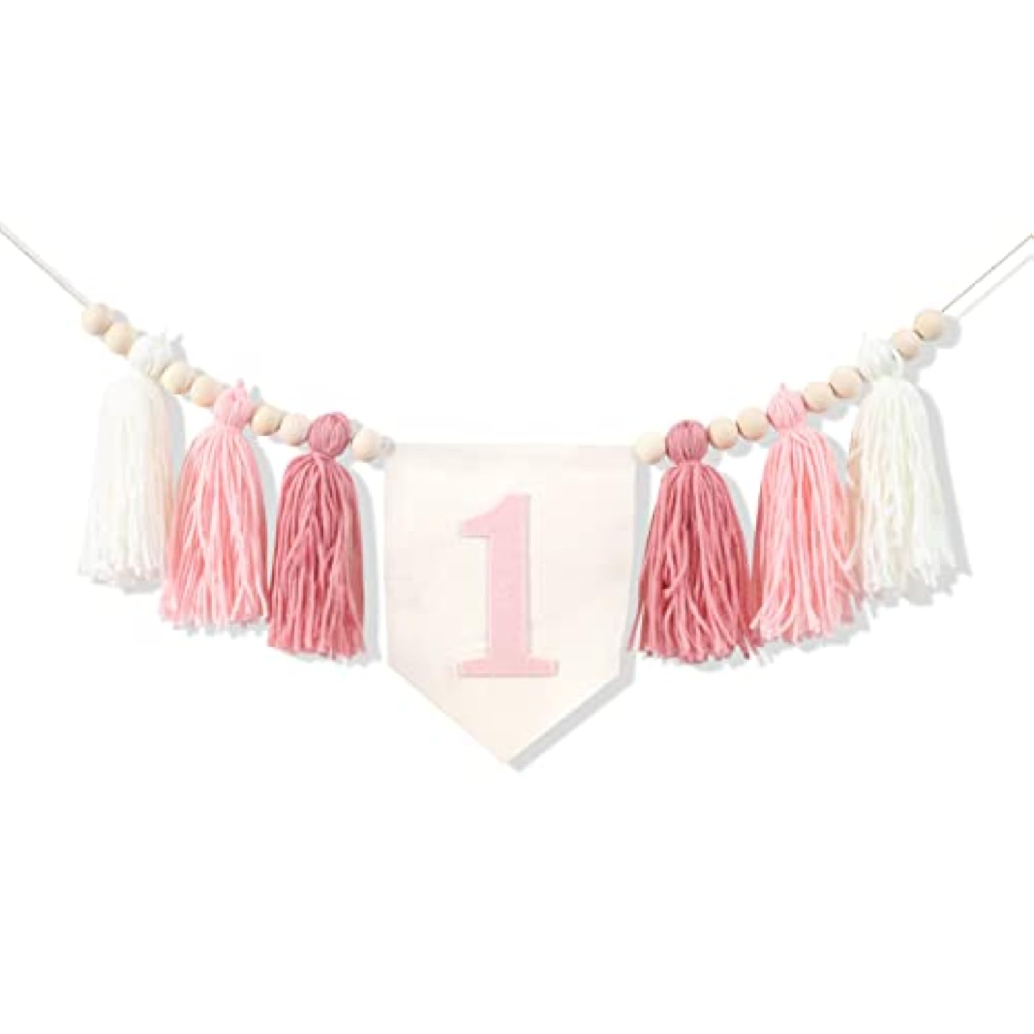 Pink Daisy 1st Birthday High Chair Banner: Tassel Garland, Photo Backdrop