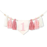 Pink Daisy 1st Birthday High Chair Banner: Tassel Garland, Photo Backdrop