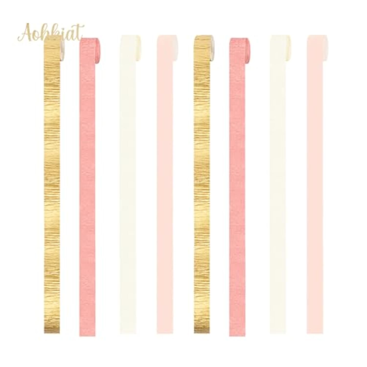 Wedding Party Decorations, 8 Rolls Pink Gold Crepe Paper Streamers For Wedding, Bachelorette, Birthday, Baby Bridal Shower, Valentines Day Party Backdrop Decorations, 82Ft Long