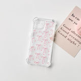 Compatible For Iphone 15 Plus Case Clear Cute Bowknot Heart With Four Corners Shockproof Design For Girls Women Soft Tpu More Protective Girly For Iphone 15 Plus Case-Pink Bow
