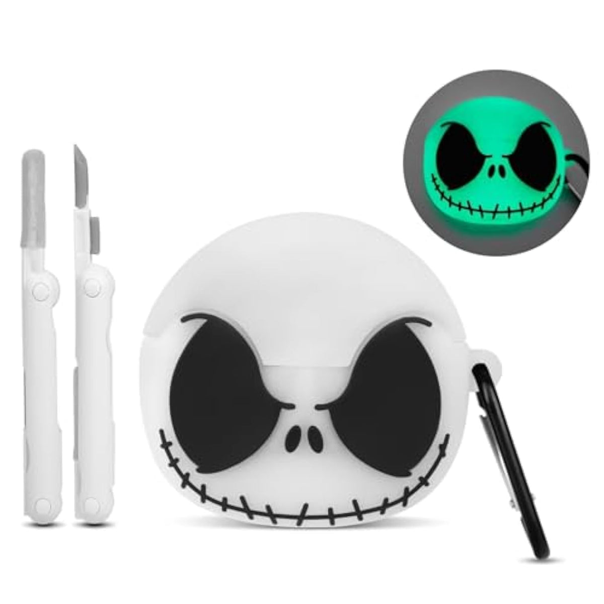 Compatible With Samsung Galaxy Buds 3 Pro Case&Galaxy Buds 3 Case Cover With Cleaner Kit, Glow In The Dark Soft Silicone Protective Skull Cases For Galaxy Buds 3/Galaxy Buds 3 Pro Case For Men Women