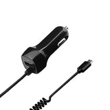 BoxWave Car Charger Compatible with Kyocera DuraXE Epic (with Camera) - Car Charger Plus, with Extra USB Port and Integrated Built-in Cable - Black