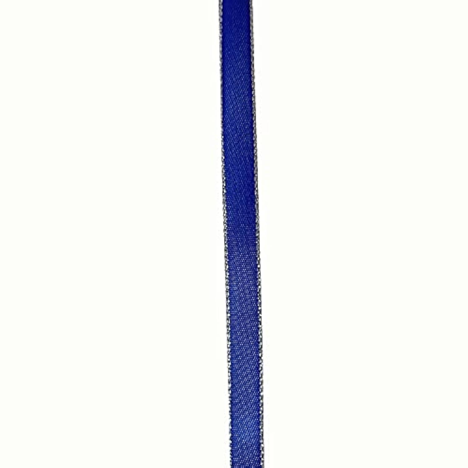 Royal Blue Double Face Satin Ribbon With Silver Border, 1/4 Inch X 50Y