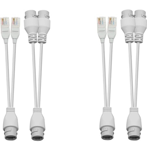 Ethernet Poe Splitter Combiner Adapter: Outdoor Waterproof Power Over Ethernet Rj45 Converter Kit For Ip Camera, Run 2 Cameras On 1 Network Cable - 2 Sets