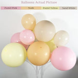 125Pcs Pastel Pink, Light Yellow, Nude And Sand White Balloon Arch Garland Kit - Macaron Balloons For Birthday, Bear Theme Party Decorations